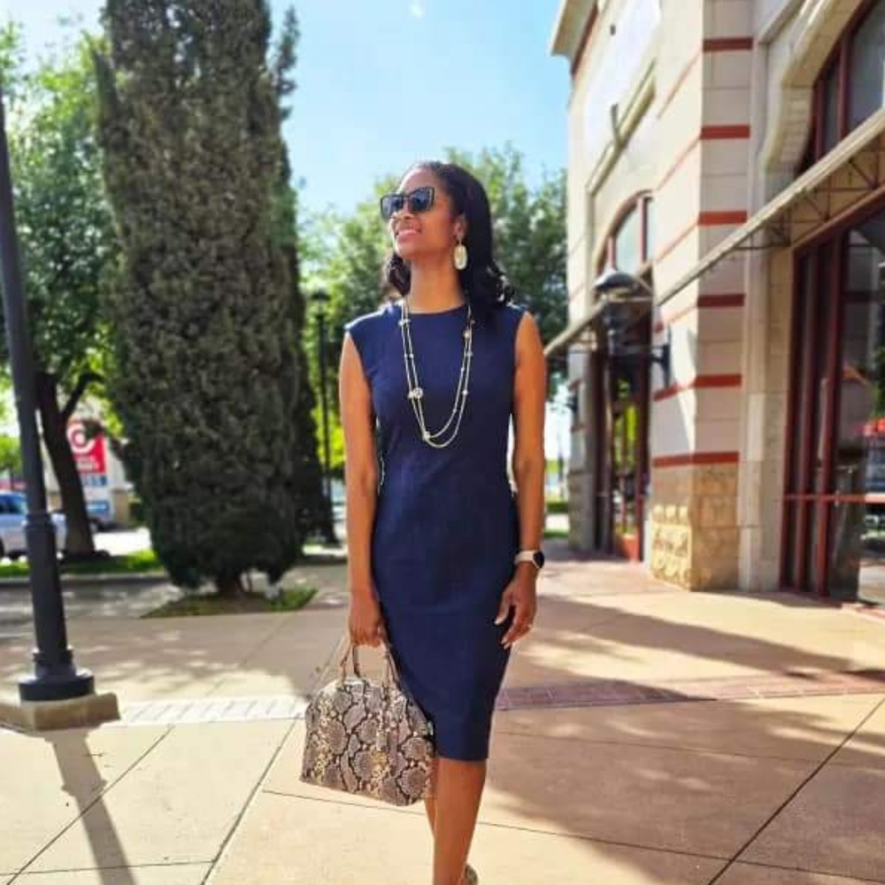 Express Crew Neck Cap Sleeve Back Zipper Midi Sheath Dress